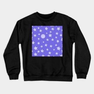 Purple night sky universe galaxy with stars and the moon Crewneck Sweatshirt